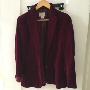 Maroon velvet blazer